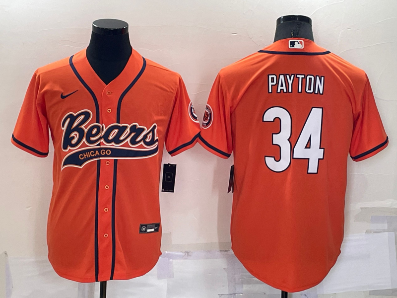 Men's Chicago Bears Walter Payton #34 Orange Jersey Joint Edition